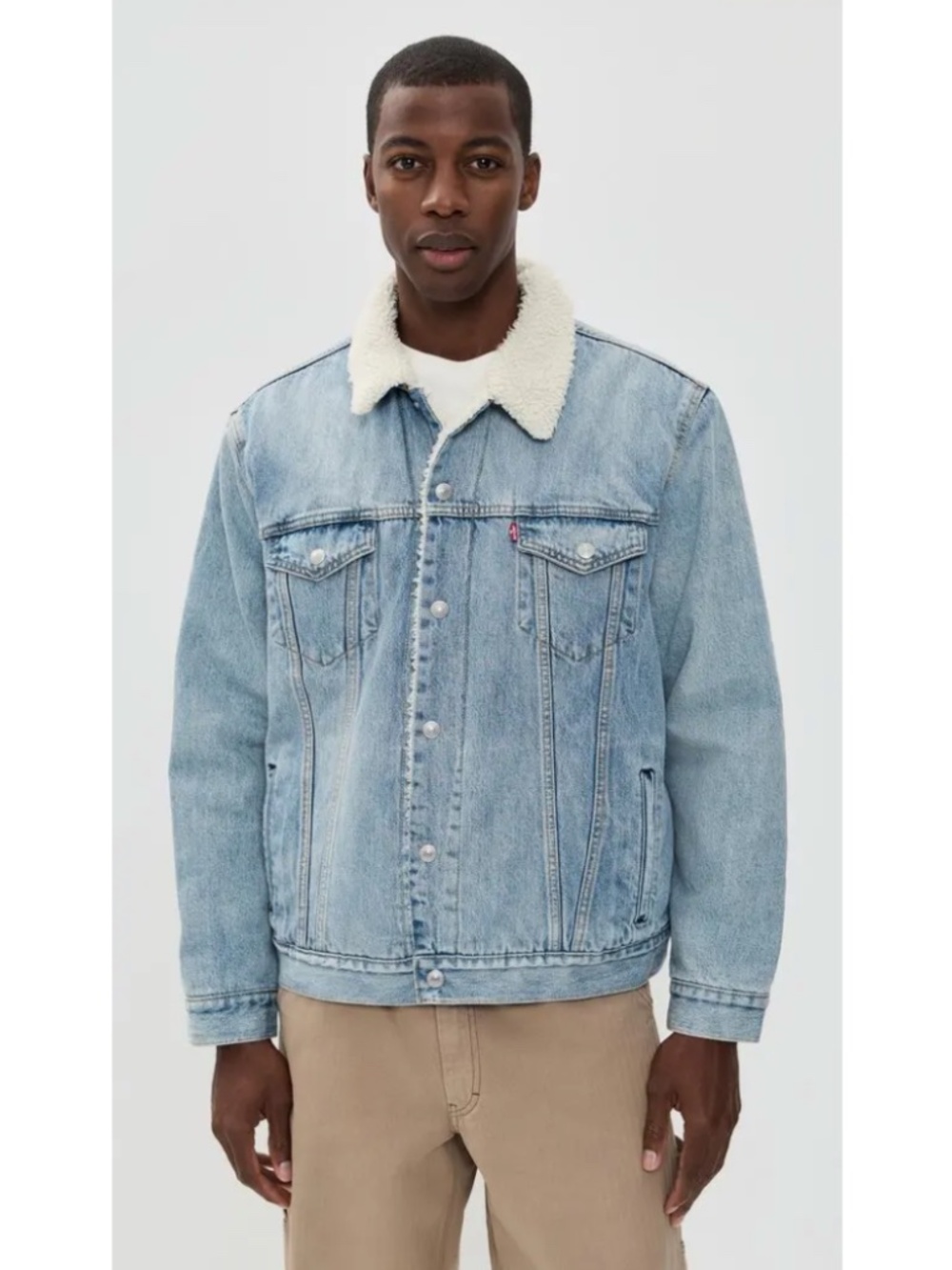 Levi's Type Iii Sherpa Trucker Jacket in Kentucky Blue Sherpa (Light Wash) - Picture 10 of 15